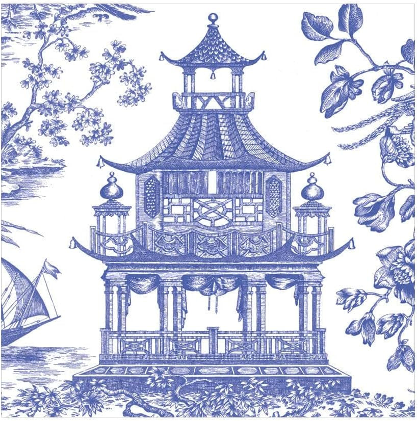 Toile Pagode Chinoiserie lunchservetter, blå, 20 st per förpackning