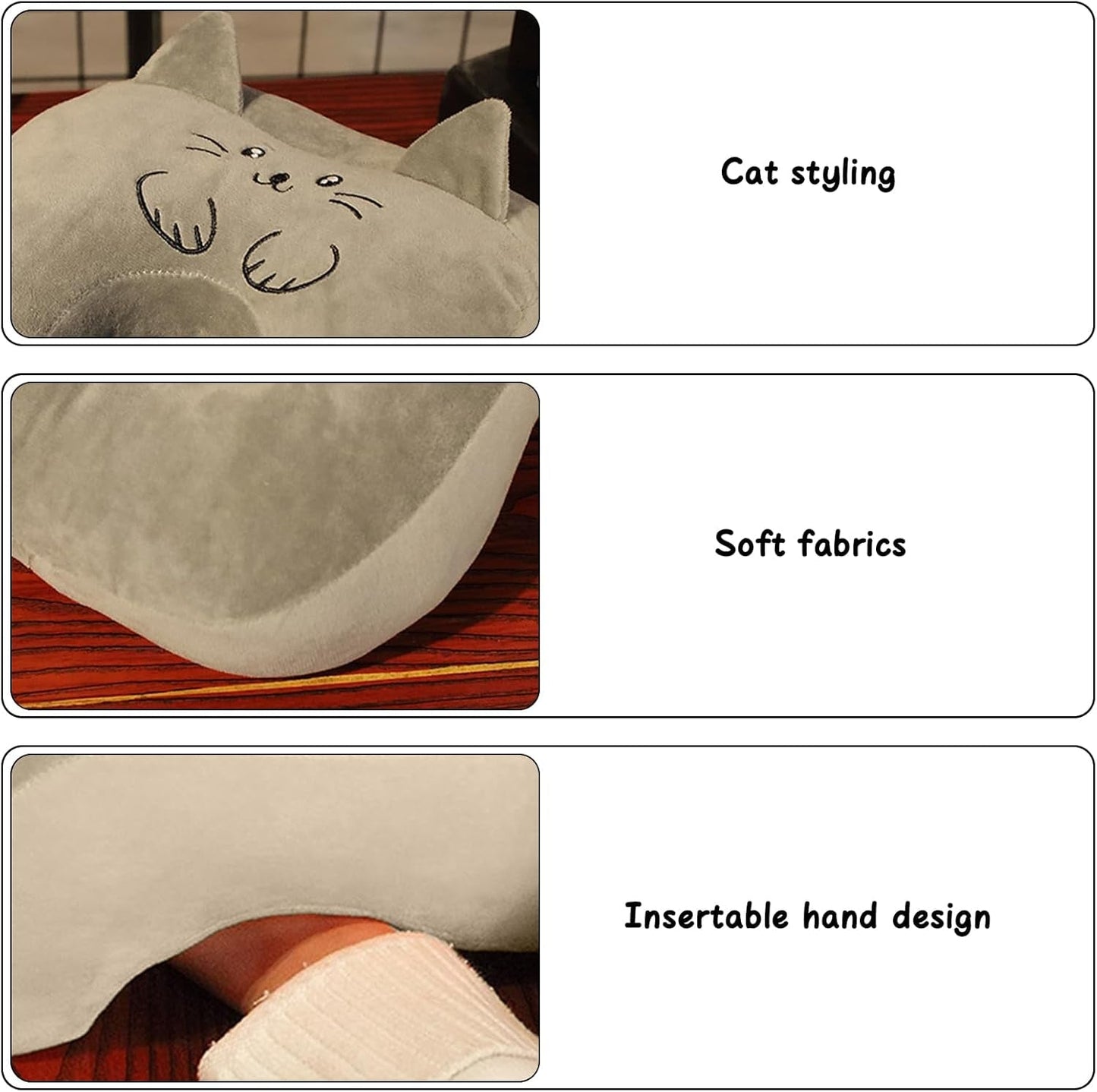 Office Sovkudde Memory Bomull Söt Öronhål Kudde Mjuk Sovkudde Side Sleeper Öronkudde för kvinnor Flickor Barn (Kattunge Grå) Cervikala ortopediska kuddar Naty Shop