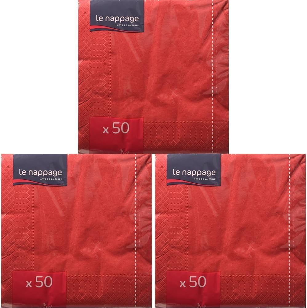 50 vävnader, bomull, 33 X 33 cm, 2-lagers, FSC-röd, cellulosa, 33 X 33 cm (förpackning med 3)