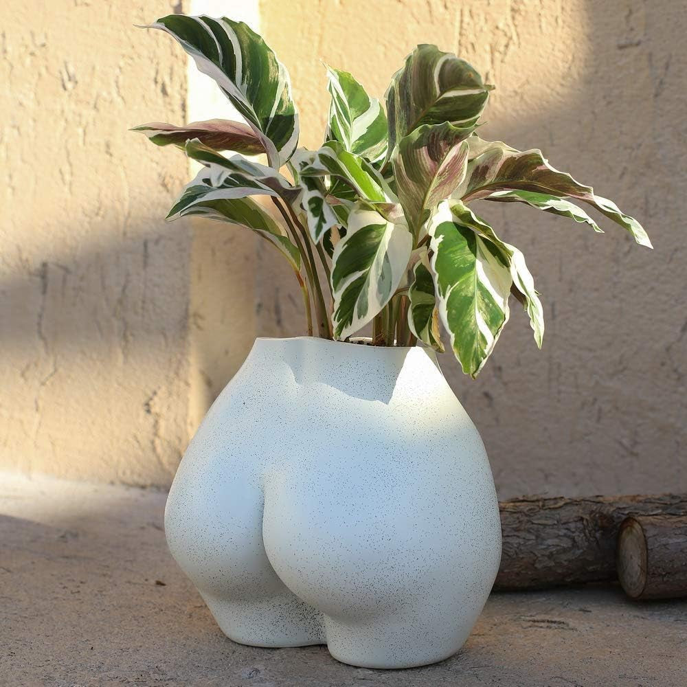 Konstgjord kroppsvas, blomkruka för kvinnlig kropp med dräneringshål, modern blomkruka i harts, modern Boho-design, konstgjord krukväxt för inomhusinredning