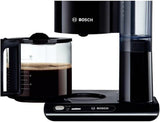 Bosch Styline TKA8013 Filter Espressomaskin, Aromsensor, 1,25 L Aroma Konserverande glaskaraff, 10-15 koppar, Automatisk avstängning, Avkalkningssystem, Anti-droppsystem, Roterande Filterhållare, 1160W, Svart