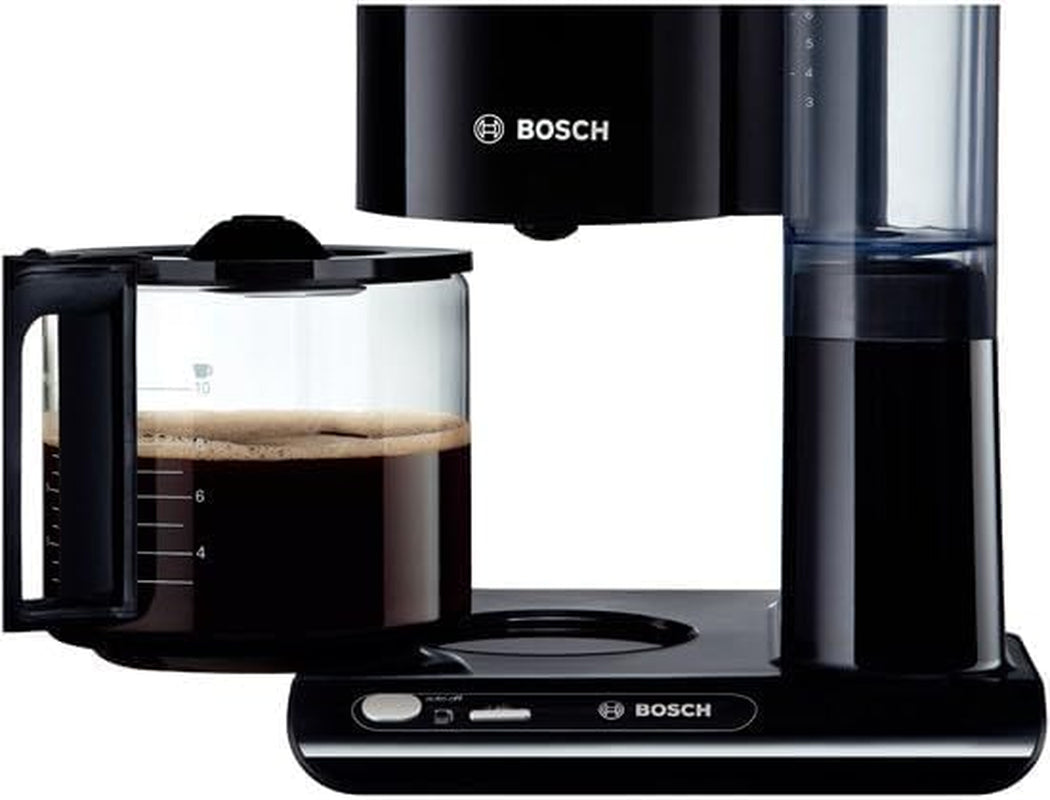 Bosch Styline TKA8013 Filter Espressomaskin, Aromsensor, 1,25 L Aroma Konserverande glaskaraff, 10-15 koppar, Automatisk avstängning, Avkalkningssystem, Anti-droppsystem, Roterande Filterhållare, 1160W, Svart