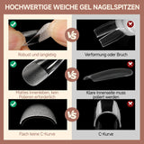 Ballerina Gel Nail Tips 216st 12 Storlekar Soft Gel Nail Tips Heltäckande Nail Extension Set Semi Matt DIY Home Art