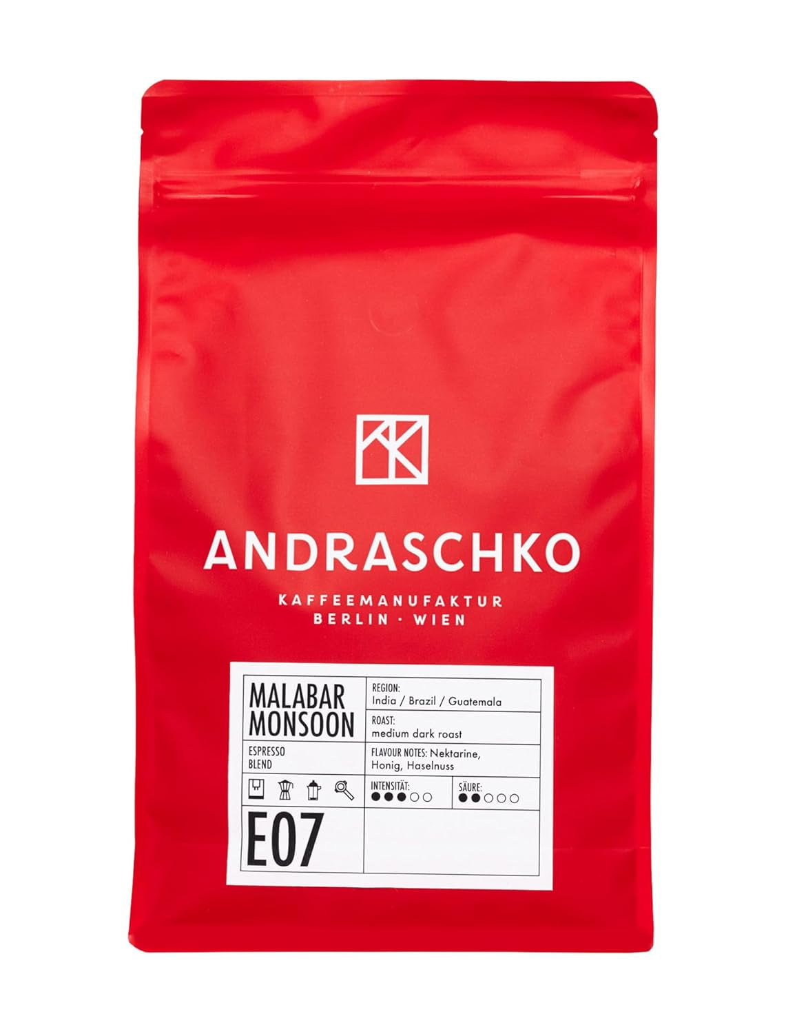 Malabar Monsoon Espresso Blend - 100 % Arabica aus Indien, Brasilien & Guatemala - säurearm & ausgefungen mit Nektarine, Honig & Haselnuss - ganze Bohnen, medium mörk rost - 1 kg