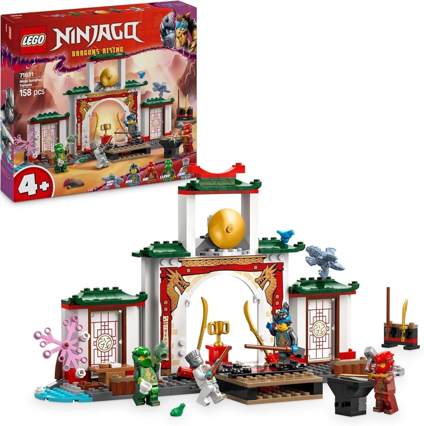 LEGO NINJAGO Spinjitzu Ninja Temple - Lekset med 4 minifigurer och 1 drakfigur - Byggset - Jul- eller födelsedagspresent för pojkar och flickor från 4 år 71831 Byggset Besuche den LEGO-Store Standardtitel