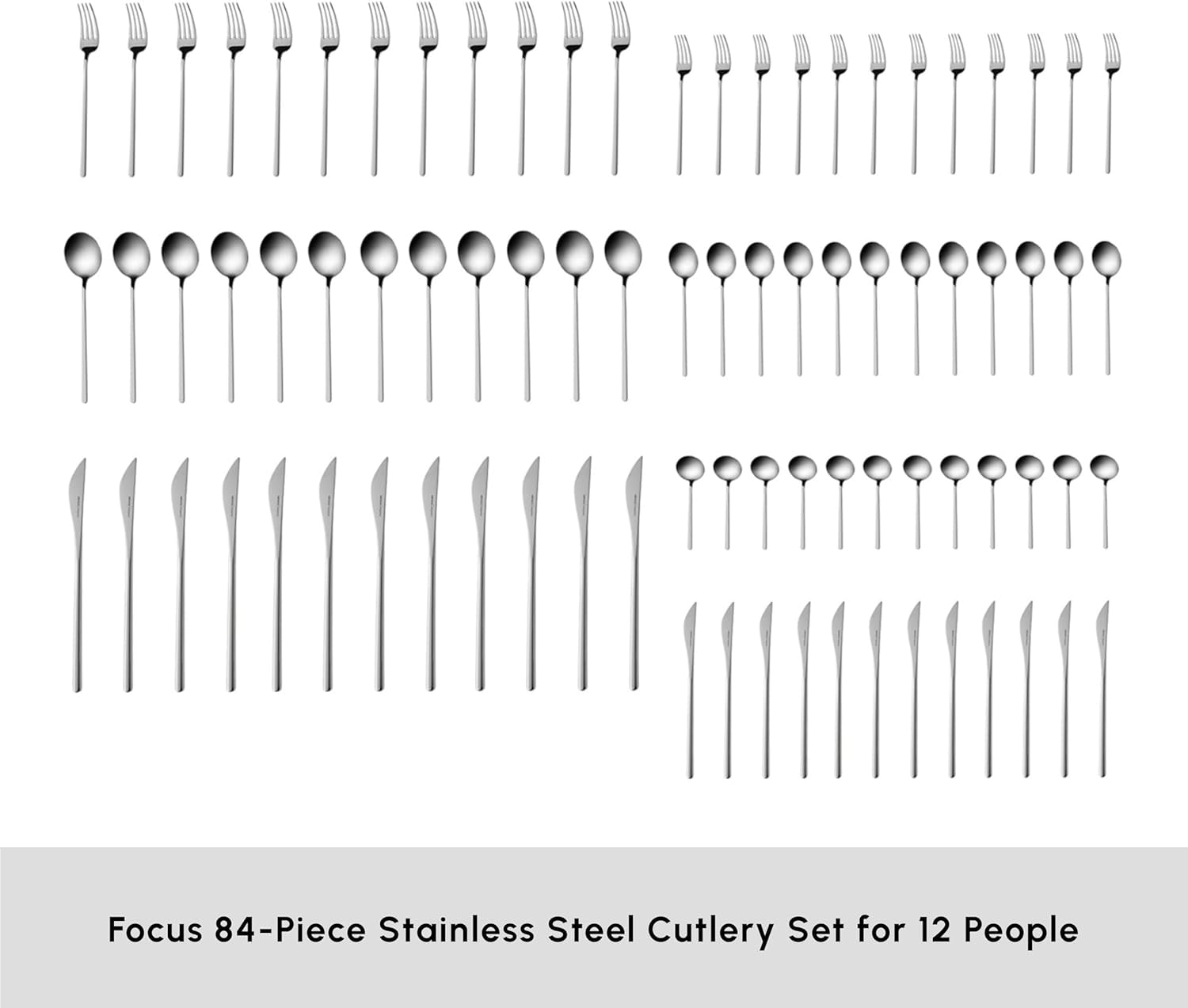 Karaca Focus Elegance, 84-delars bestickset, 12 personer Kitchen Naty Shop