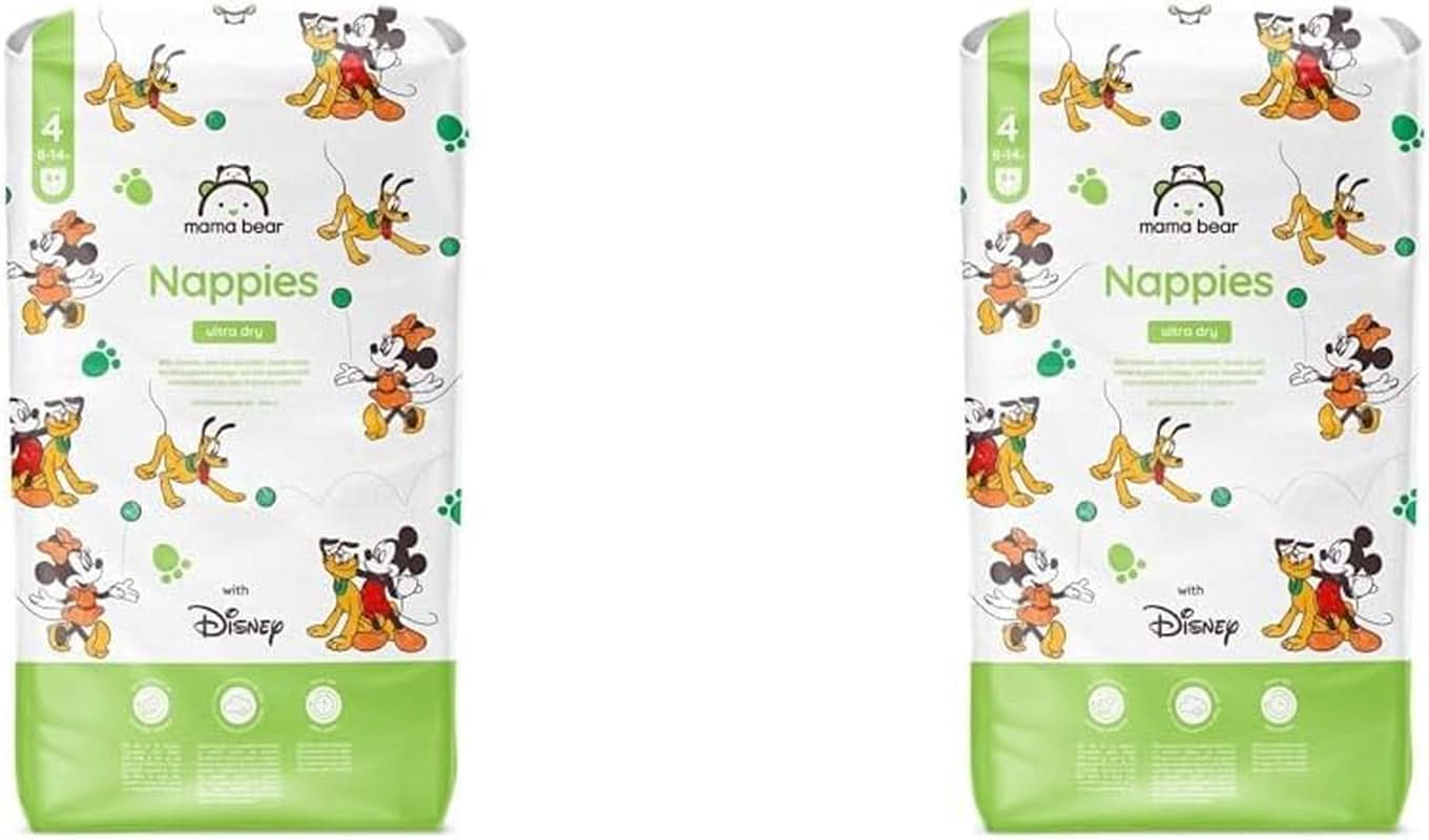Mama Bear Disney Ultra Dry blöjor storlek 4 (8-14 kg), vit, 84 stycken (1 förpackning) Naty Shop storlek 4 (8-14 kg) (2 förpackning) Individuell förpackning