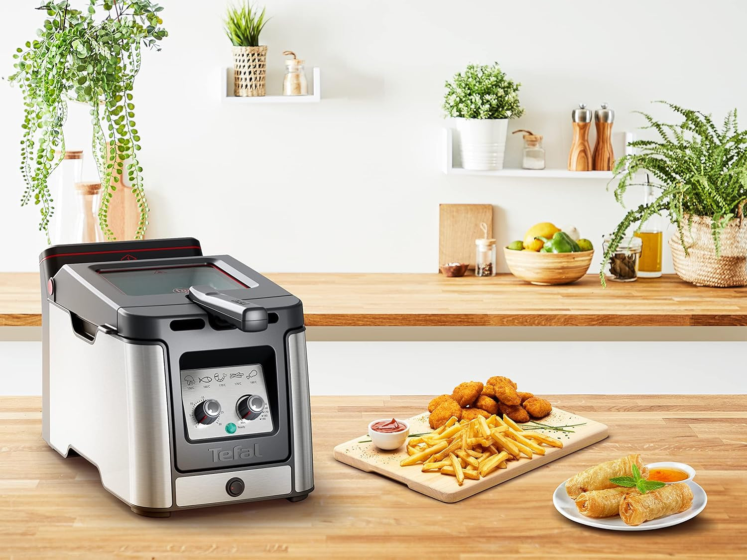 Tefal FR600D Clear Duo fritös, fritering med mindre rök och lukt, kapacitet 1,2 kg, termostat, timer, stort visningsfönster utan imma Hushållsapparater Naty Shop