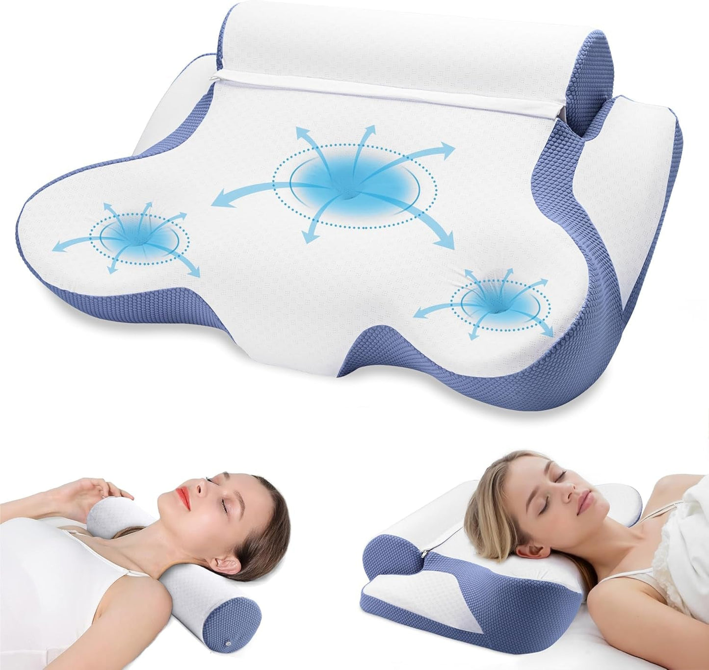 TopEsct Memory Foam kudde, sidosömnskudde, nackkudde, huvudkudde för sidosliprar (grå)