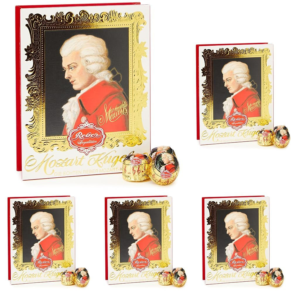 Mozart Baroque - Äkta Mozart mörk choklad marsipan Nougatbollar 12 delar 1 x 240g (Förpackning med 5)