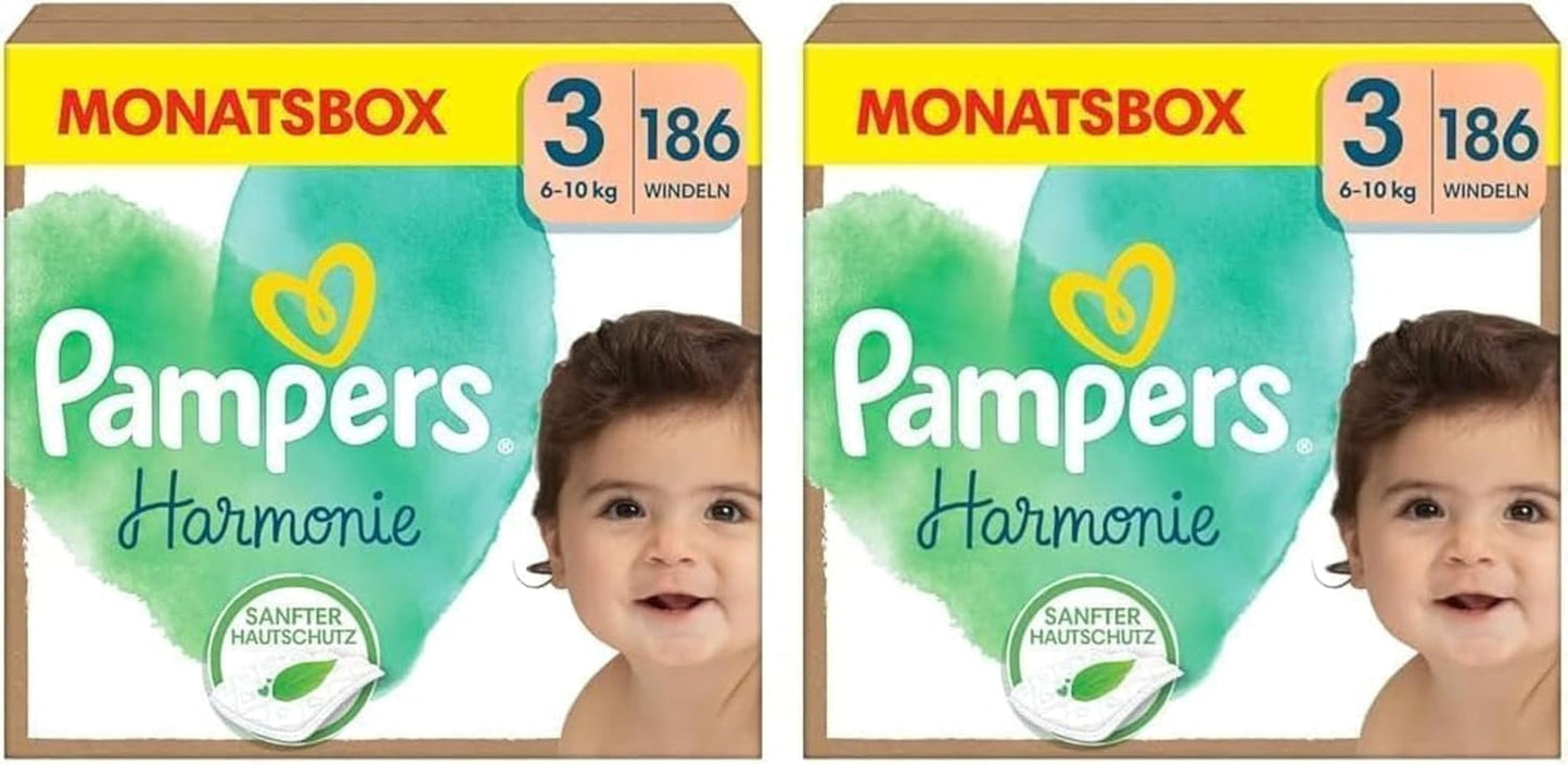 Pampers Harmony blöjor storlek 1, 180 blöjor, 2kg-5kg, skonsamt hudskydd med 100% Pampers skydd