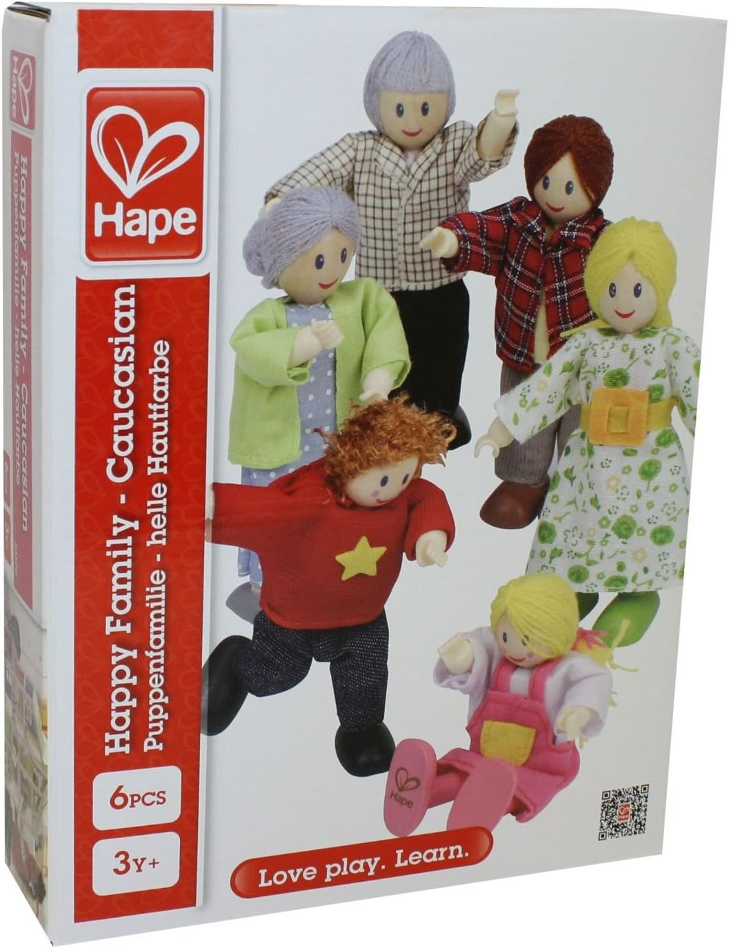 Hape E3401 Four Seasons House, möblerat och E3500 - dockfamilj, ljus hy