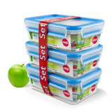 Emsa 508558 Clip & Close matförvaringsbehållare | 3 delar set | 3 x 1 liter | -40 till +100 grader | plast | 100% förseglad | specialförsegling för färskhet Matförvaringslådor Naty Shop Standardtitel