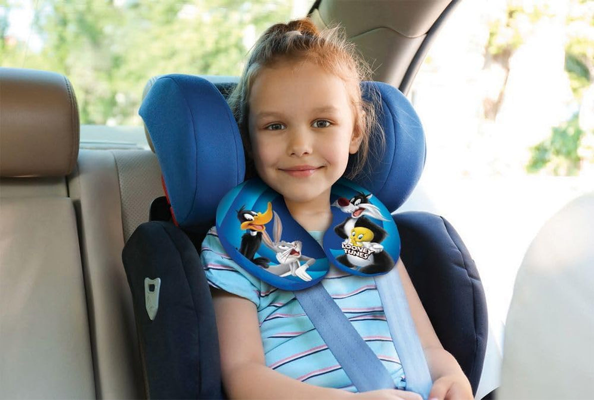 Warner Bros Looney Tunes Baby Girls Nackkudde Mjuk resebil Bugs Bunny Daffy Duck Silvestro Titti Comfort Cartoon Blue Naty Shop Resekuddar
