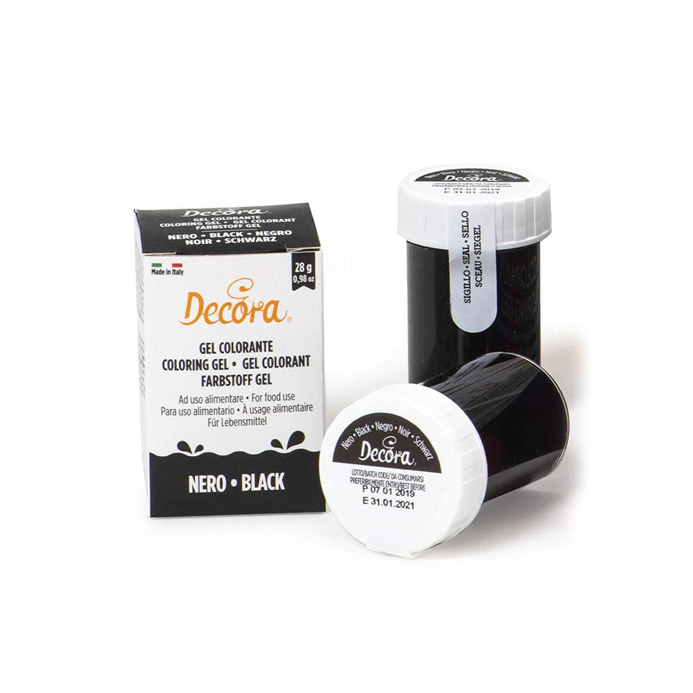 , 9600820 Gel matfärg, Gel matfärg idealisk för beläggningar och dekorationer, Skapar intensiva och ljusa färger, Tillverkad i Italien, 28 gram, Svart färg.