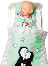 Heless 1181 - Polka Dot Penguin Design Doll Jumpsuit gjord av mjuk velour med högkvalitativ broderi, storlek 28-35 cm