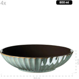MÄSER 931964 Confino Series servisset för 4 personer, modern vintagelook, keramisk kombinationsset, 20 delar, bensinfärg med svarta accenter, kakel