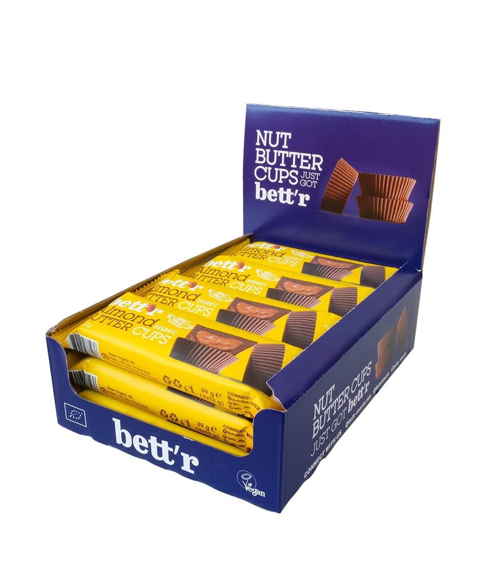 Bett'r Guilt-fria ekologiska hasselnötssmörblommor. 100% vegansk, glutenfri och laktosfri - 12 x 39 g