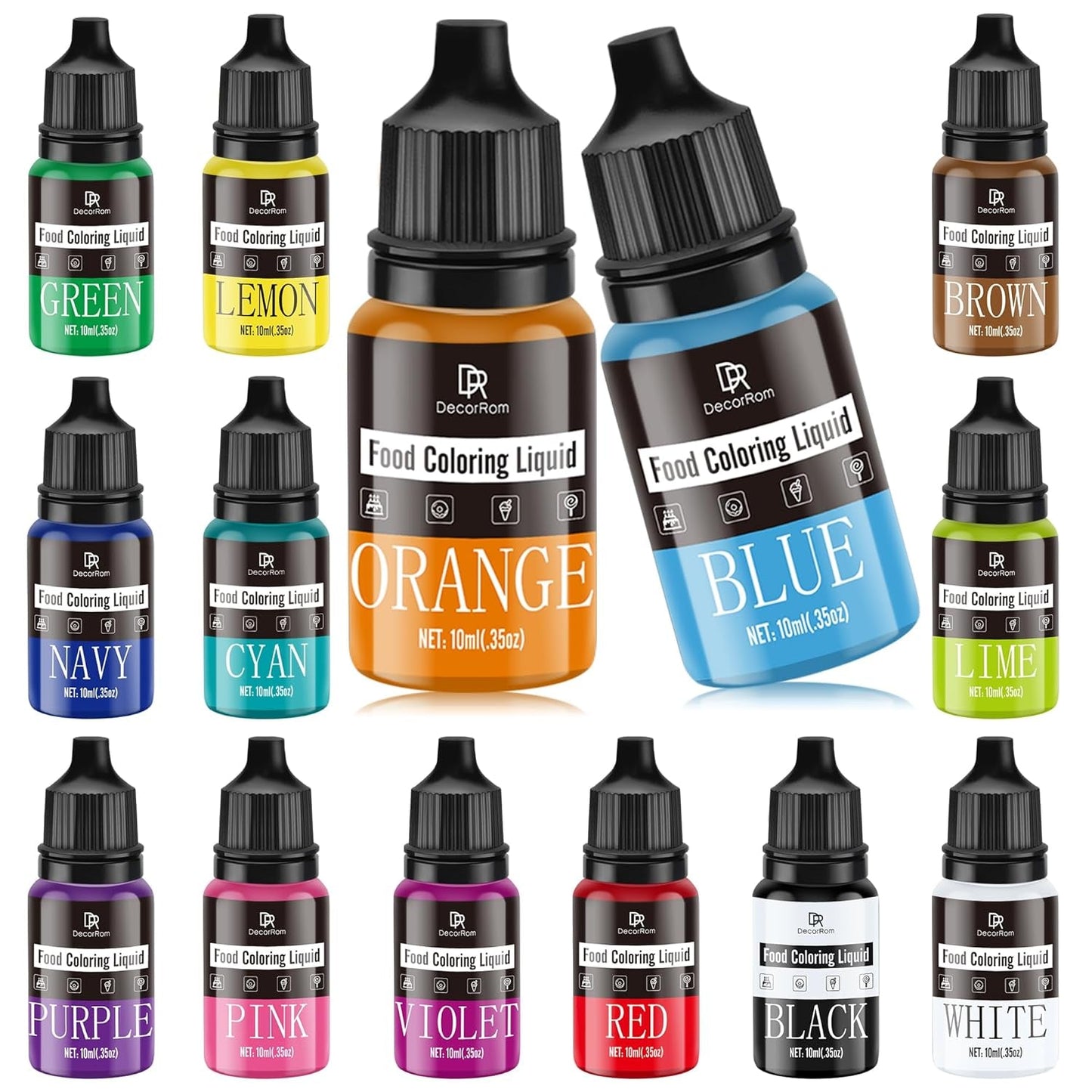 Matfärgning - 20 färger x 10 ml koncentrerad flytande matfärg för tårtdekorering, bakning, kakor, macarons - Sockerfri matfärg för drycker, tårtdekorering, DIY-slime, påskägg