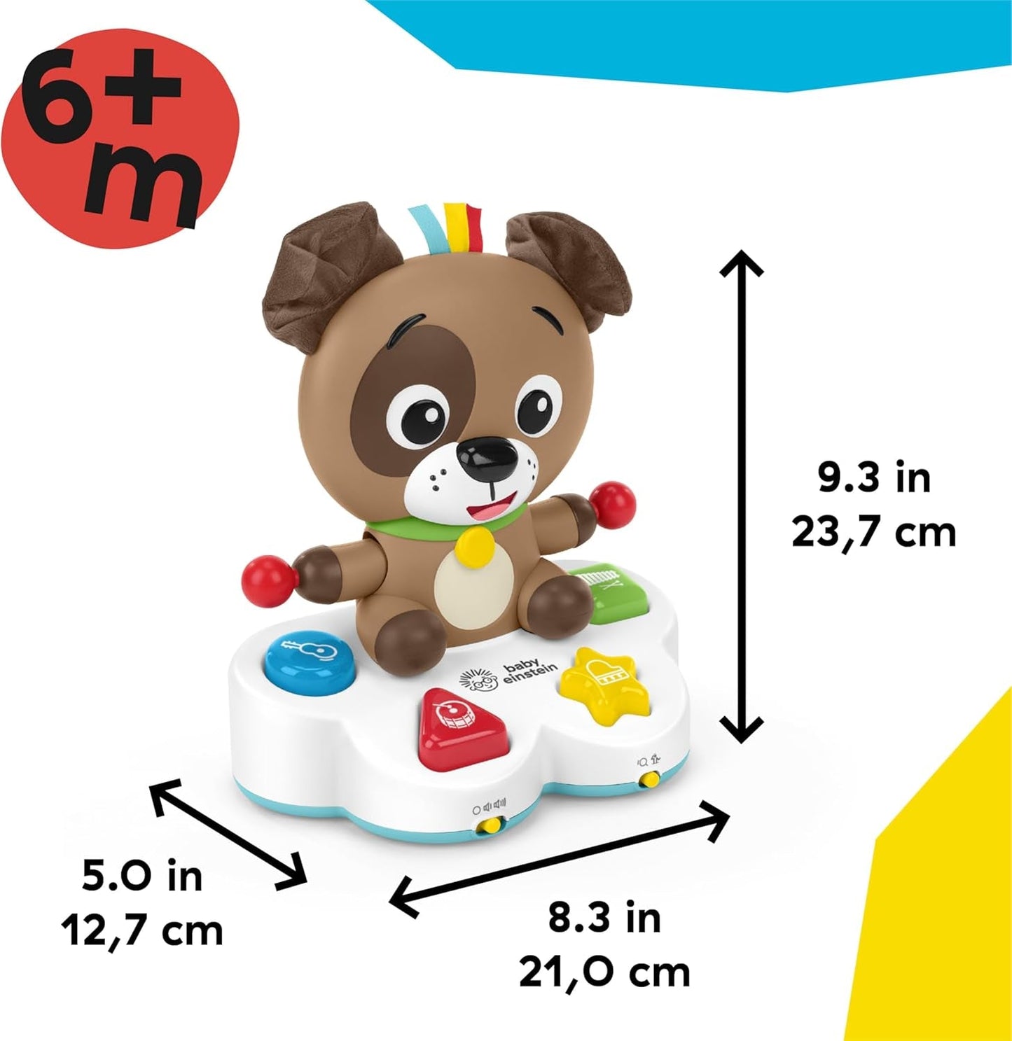 Baby Einstein, Drum & Learn Dean Musical Learning Toy - Multisensorisk babyleksak, 2 spellägen, färger, former och instrument, 50+ ljud, från 6 månader Babyleksaker Naty Shop