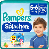 Pampers storlek 5-6 Splashers Baby Shark Limited Edition 10-pack engångsbadblöjor för säkert vattenskydd