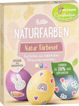 Heitmann Egg Dye Natural Dye Set, 3 Egg Dye Pulver (gult, lila, gråblått), Gräspapper klistermärke