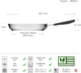 Pannan i rostfritt stål med non-stick beläggning - lämplig för induktion, med bekvämt handtag - 28 Cm grytor och stekpannor Naty Shop