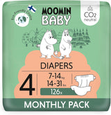 Mumin Baby Eco-blöjor, storlek 3, 5-8 kg, 48 delar, mjuka premiumblöjor | Mjuk och hudvänlig, andas, absorberande, inga onödiga kemikalier |