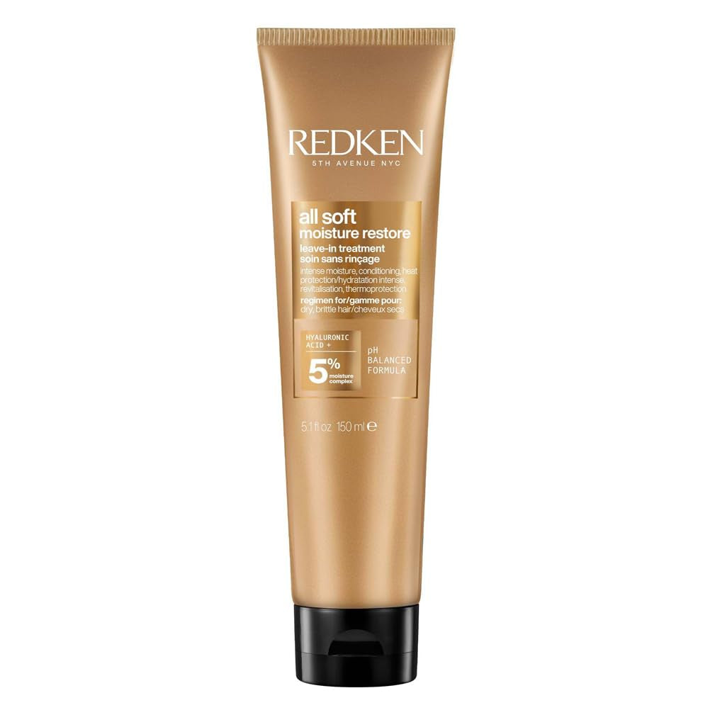 Redken hårmask med hyaluronsyra för torrt hår, antifrizz och värmeskydd upp till 230°C, All Soft Moisture Restore Leave-In Mask, 1 x 150 ml Naty Shop Hair Mask Standardtitel