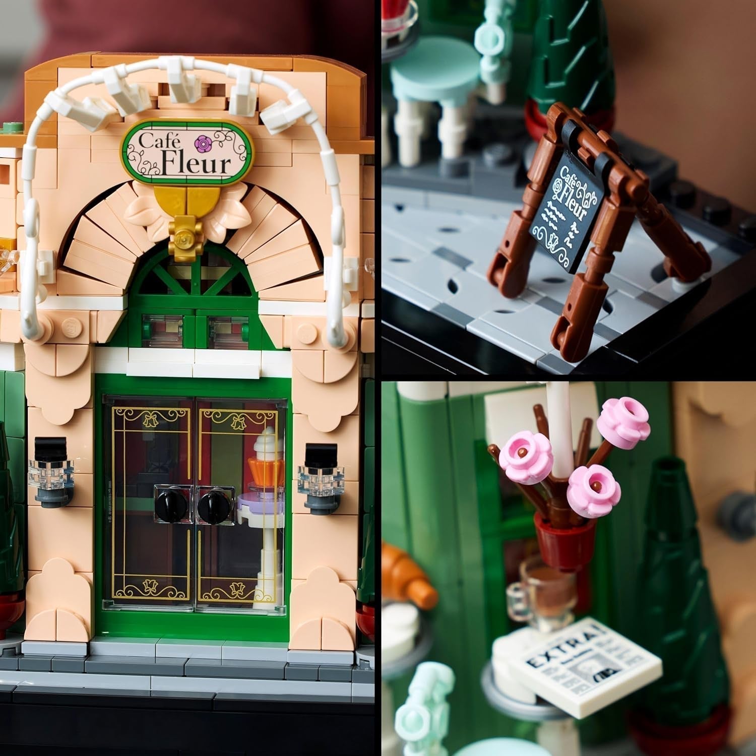 LEGO Icons French Café - Dekorationer för vardagsrum eller kontor - Byggset för vuxna inklusive pittoresk fasad, hängande blomkruka och stolar - Present för män och kvinnor 10362 Byggset Besuche den LEGO-Store