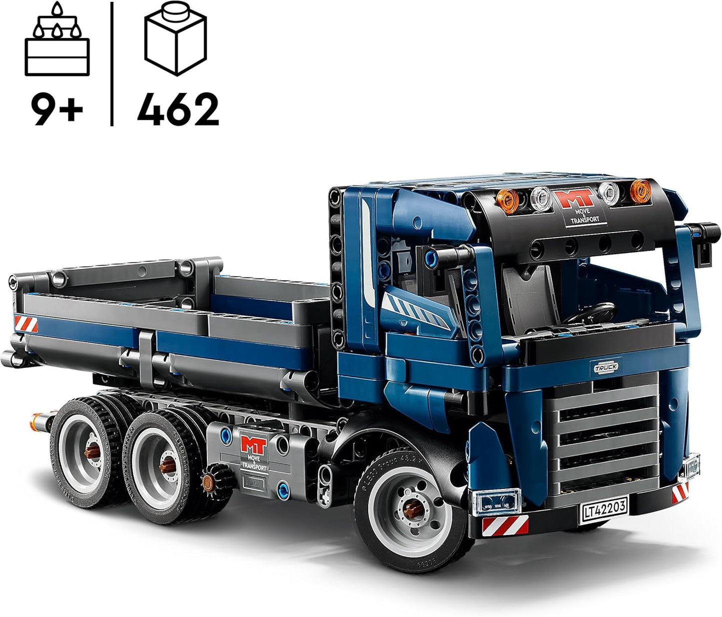LEGO Technic Dump Truck leksak med ratt och rörlig dumper - blå byggfordon - presentidé för födelsedagar eller semester - byggset för pojkar och flickor från 9 år 42203 Byggset Besuche den LEGO-Store