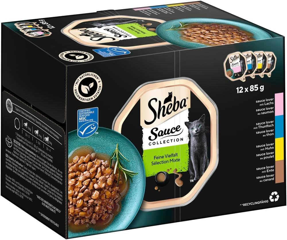 Sheba Sauce Collection Tray Multipack, fin MSC, 4x12x85g