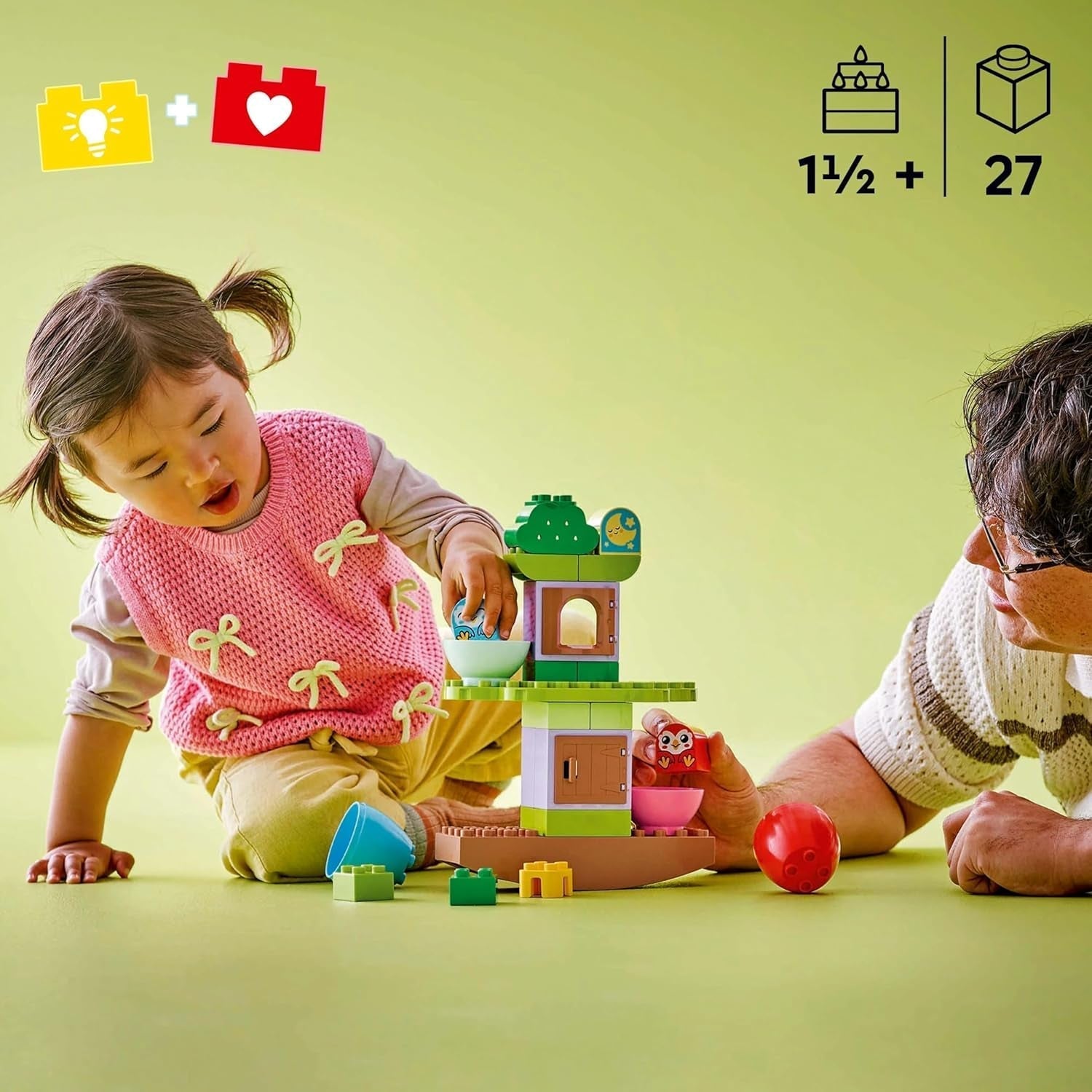 LEGO DUPLO träd för balansering och stapling, utvecklingsleksak, byggset för barn från 18 månader, kreativ leksak för barn, pedagogisk leksak med 2 leksaksfåglar 10440 Byggset Besuche den LEGO-Store