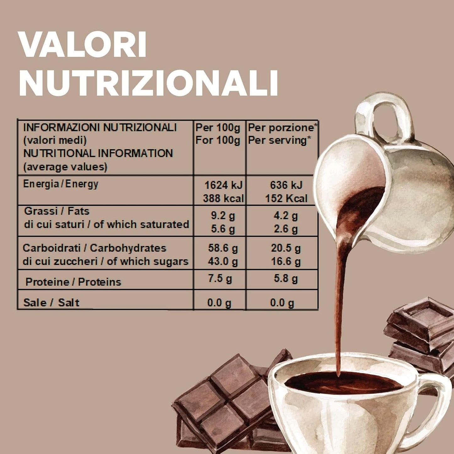 Italiensk varm choklad Cortina TART BITTER CHOKLAD, 15 påsar X 30 gram kakao och varm choklad Naty Shop