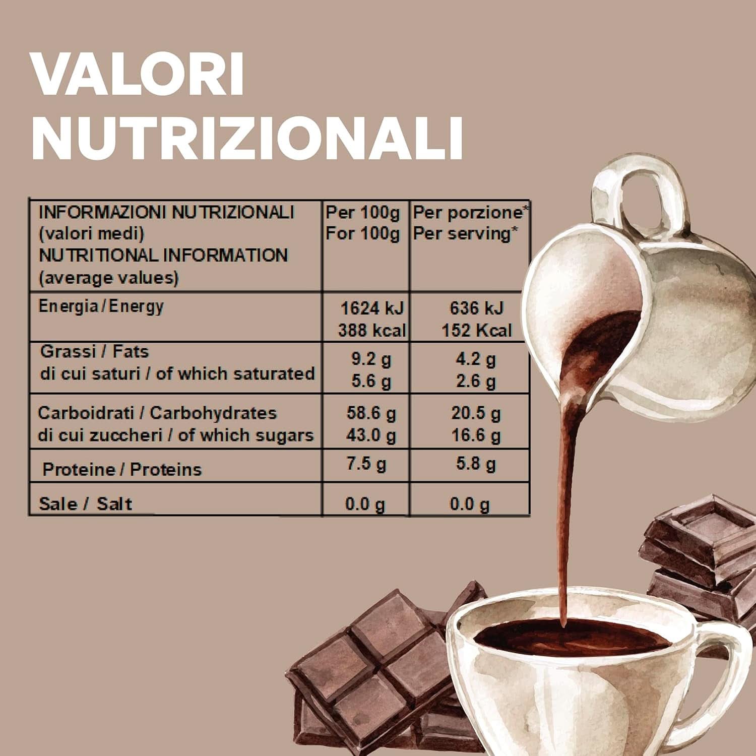 Italiensk varm choklad Cortina TART BITTER CHOKLAD, 15 påsar X 30 gram kakao och varm choklad Naty Shop