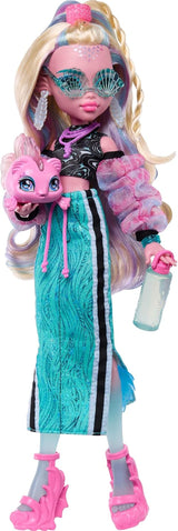Monster High Lagoona Blue Neptuna Fish Short Top och Sport Maxi Skirt Doll med 7 tillbehör inklusive Shell Solglasögon, Snack och Bag, JHK33