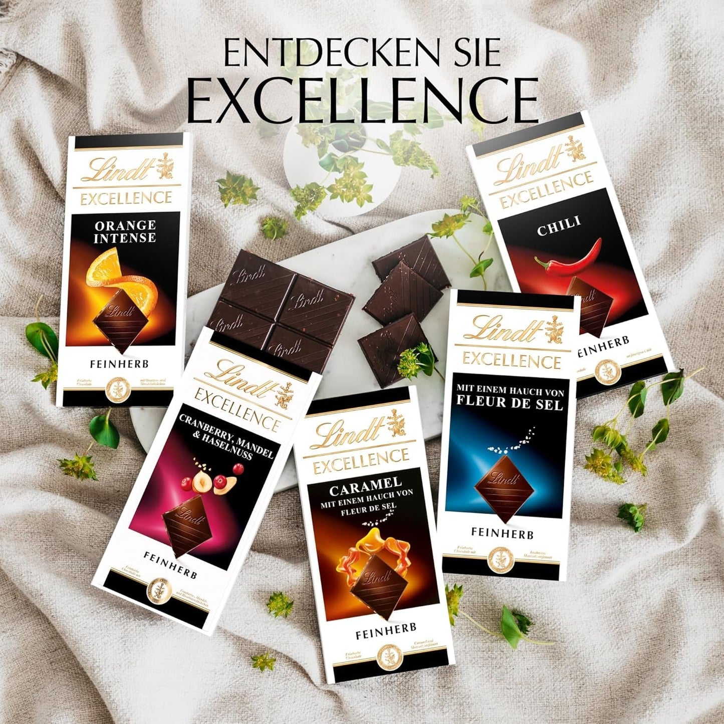 Lindt EXCELLENCE Karamell och havssalt - Mörk choklad | Bar 100g | Med kola och havssalt (Fleur de Sel) | Intensiv kakaosmak | Mörk choklad