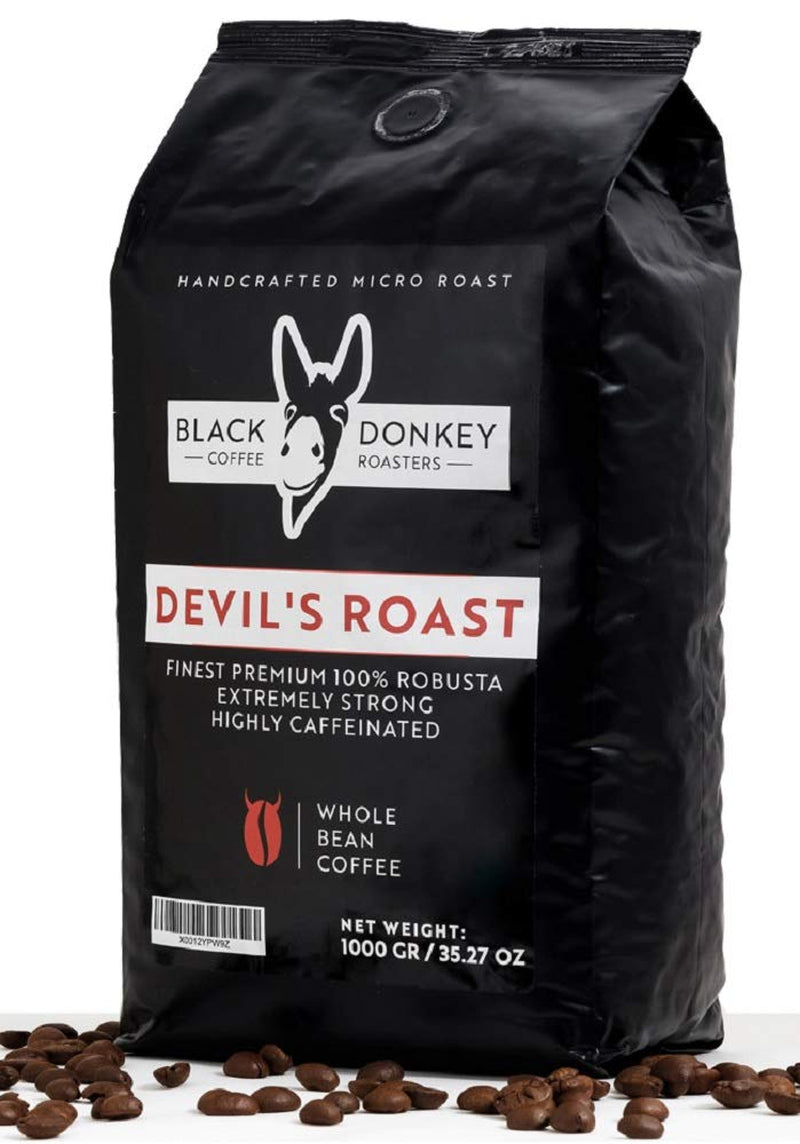 DJÄVELSTEK | Kaffebönor 1KG | Extremt starkt kaffe | Kaffe med hög koffeinhalt | Premium robusta från