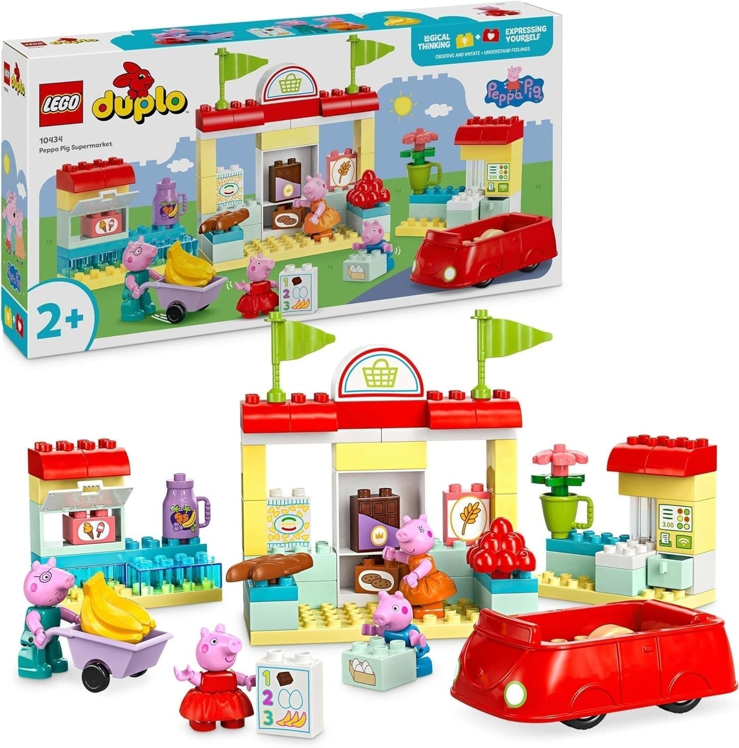 LEGO DUPLO 10434 Peppas Supermarket: kreativ pedagogisk leksak och lekset, present till pojkar och flickor från 2 år, uppmuntrar fingerfärdighet Byggset Besuche den LEGO-Store Standardtitel