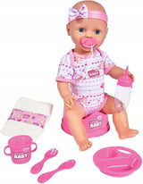 Simba 105039005 - Nyfödd babydocka, 3 år och uppåt, lekdocka med funktioner, kan dricka och kissa, 8 stycken, med babydocka och tillbehör