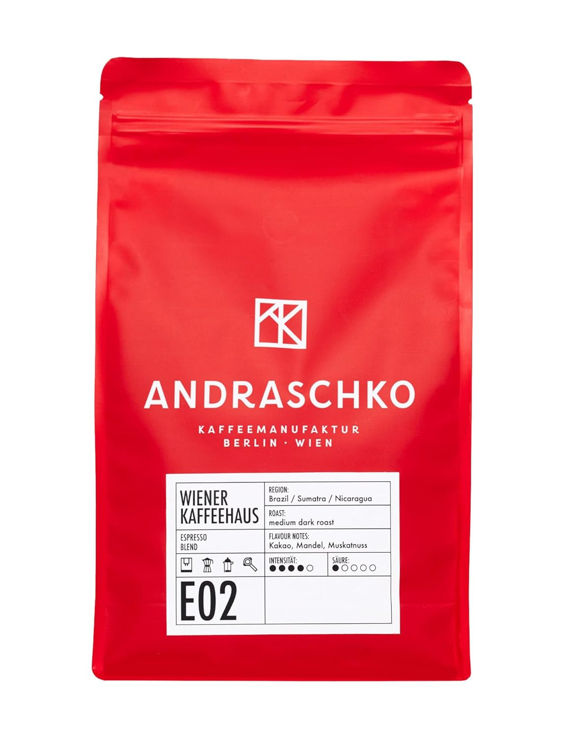 Espresso Bohnen - Wiener Kaffeehausmischung Espressoblandning - mild Röstung mit 100% Arabica aus 7 Herkunftsländern - frisch i Berlin geröstet - 1kg