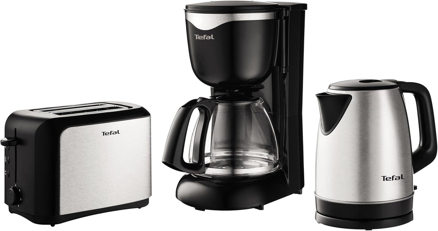 Tefal CM3408 Mini kaffebryggare i glas (600 W, 6 koppar) svart/rostfritt stål, CM340811