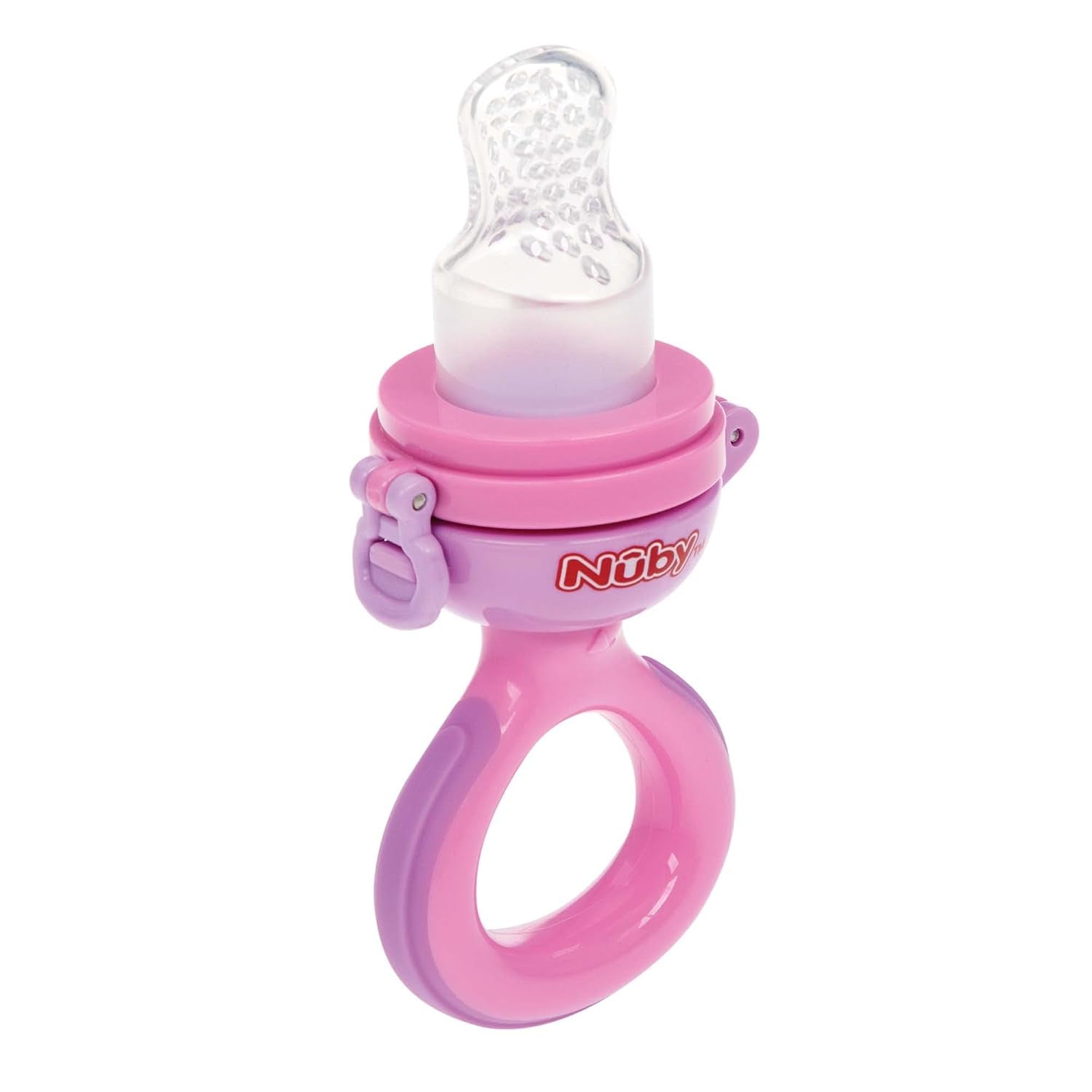 Nuby Silicone Fruit Feeder Nibbler - Fruktmatare för bebisar 6 månader och småbarn - Brickring för frukt, grönsaker och puréer - BPA-fri - Rosa - 6+ månader