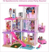 Barbie Dream House (114 cm), 3-vånings dockhus, pool, rutschkana, rullstolslift, 75 tillbehör, dockor, lämplig som present till barn från 3 år och uppåt, GRG93 Naty Shop Doll Houses
