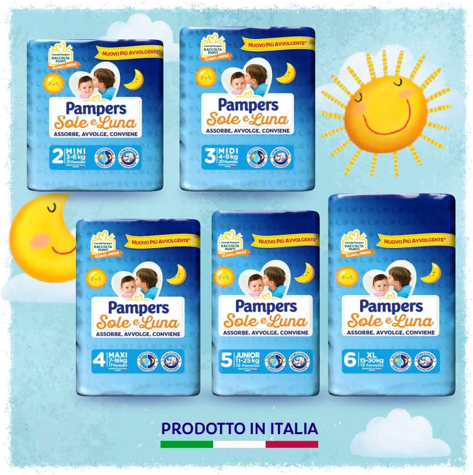 Pampers Sun and Moon Midi-blöjor, stl 3 (4-9 kg), 120 blöjor