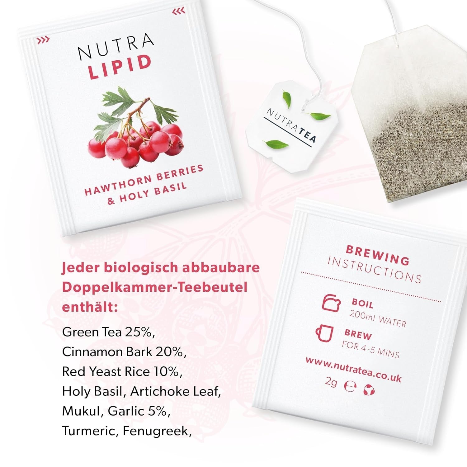 Nutra Tea NUTRALIPID, Blodsockerbalanserande te Hjälper till att upprätthålla blodsockernivåerna, Bantningste Förbättrar ämnesomsättningen och kan dämpa aptiten, 20 återanvändbara tepåsar
