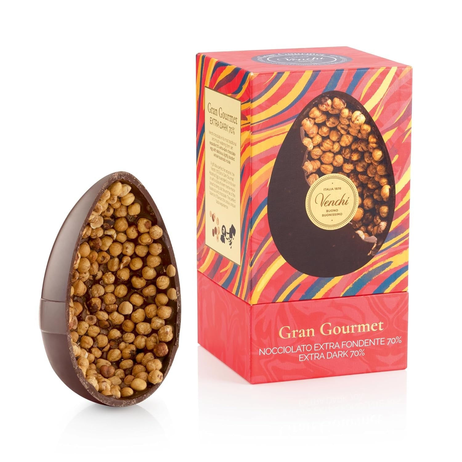 Venchi - Chokladägg, pistagesmak, med hel pistage, med överraskning, glutenfri, 500g, påskkollektion, presentidé