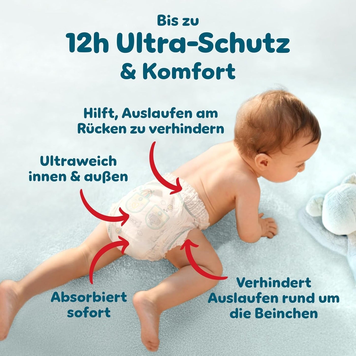 Pampers Premium Protection Pants Storlek 7, 123 Blöjor, 15 kg+, med 360° justering och mjuka anti-läcka muddar för optimal komfort och skydd