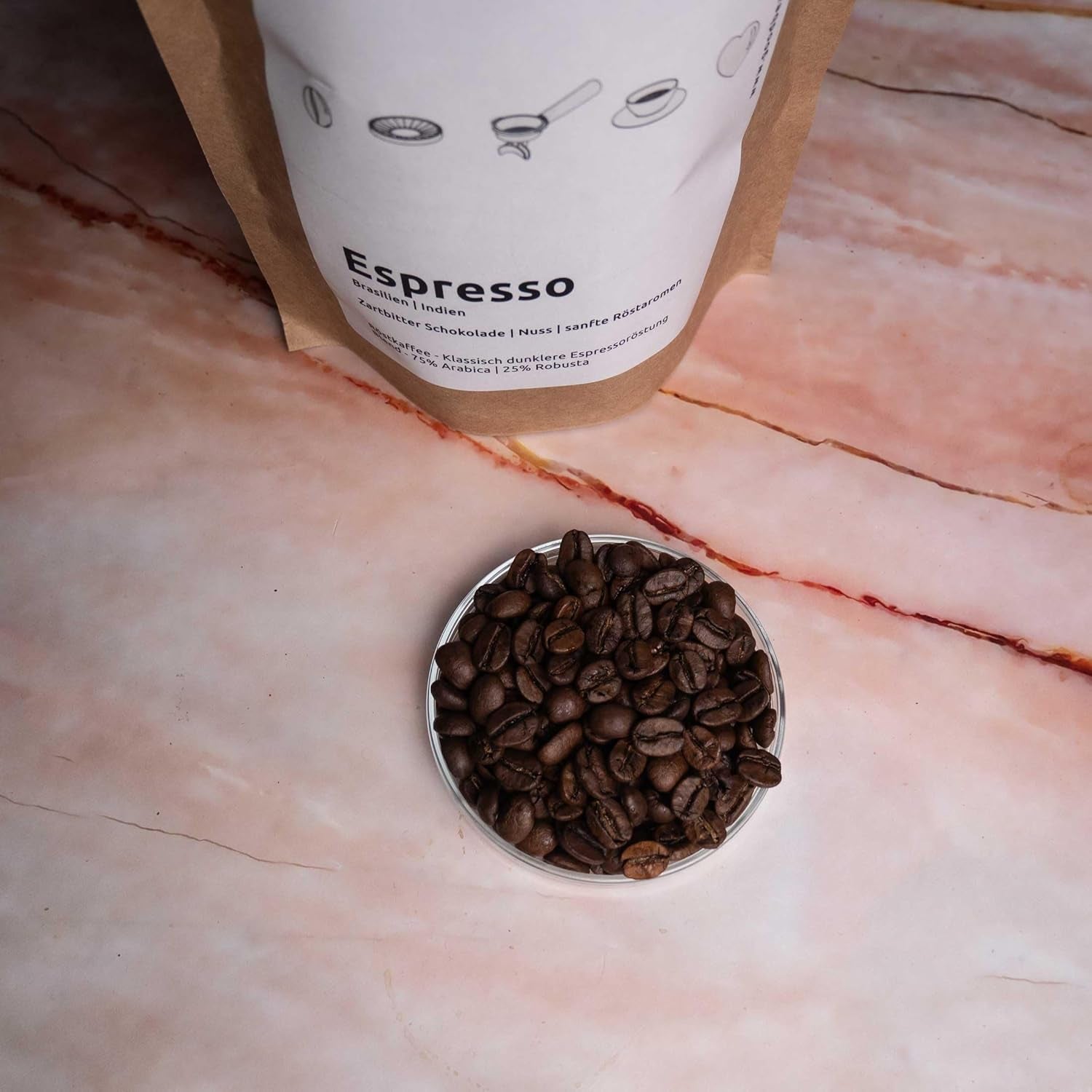 ESPRESSO | Kaffebönor 500g - 100% Arabica | Nyrostad för att göra espresso | Hela kaffebönor | Klassisk kaffesmak