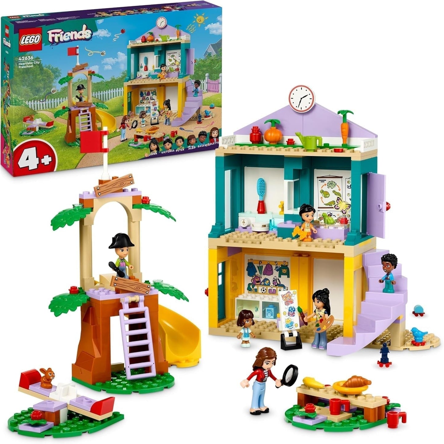 LEGO Friends Heartlake City Kindergarten Lekset för flickor och pojkar 4 år gammal Kreativ rolllek med 2 figurer och 4 mikrofigurer Social utveckling Leksak 42636 Byggset Besuche den LEGO-Store Standardtitel